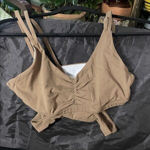 NVGTN Tan Ruched Crop Top
